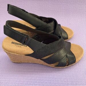 Collection by Clarks   Krissy Leather Espadrille Wedge Sandals Women's 8.5 m